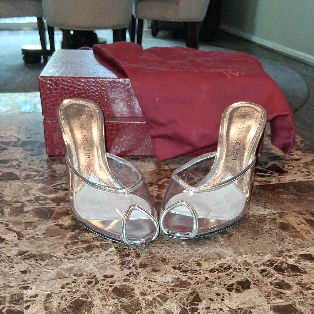 Tamara Mellon Clear Silver Heels